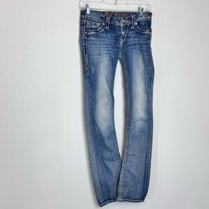 Rock Revival Ellie Bootcut Embellished Blue Jeans size 27
